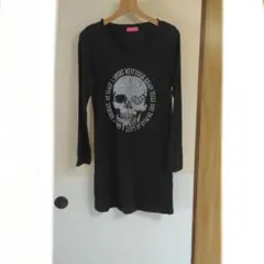 ドクロ　スカル　黒ロンT　ダークコア　グランジ　Y2K　00s