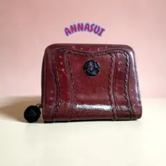 レア✨️ANNA SUI 二つ折り財布 ボルドー チャーム付き