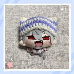 【紫×白②】 にじまるっと 猫耳ニット帽 ボーダー ぬい服