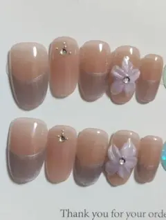 A6ベージュ グラデーション ネイルチップ 10個セットSサイズ