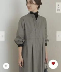 新品タグ付◆ DOORS 『UR TECH』チェック柄バルーンスリーブワンピース