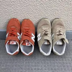 New Balance 996 オレンジスニーカー　ベージュスニーカー　19cm