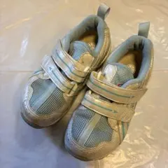 どろんこシューズ　17センチ　asics 水色　白　面ファスナー　値下げ無し