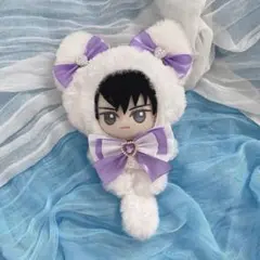 ちびぐるみ 10cm～12cm ぬい服 猫 白 紫