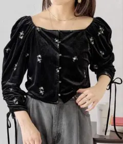 美品♡moussy バタフライスリーブ ブラウス 花柄 ブラック マウジー 