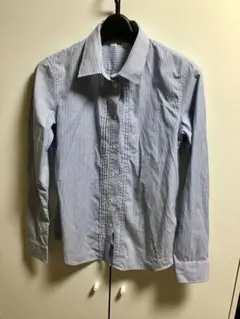 【UNIQLO/ユニクロ】ストライプ柄長袖シャツ/M★ブルー★レディース