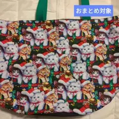 ⚫超ドでか⚫Xmas猫柄①バケツ型エコバッグ
