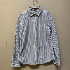 Flash Report ストライプシャツ　シャツ長袖　綿　ブルー　サイズMのサムネイル
