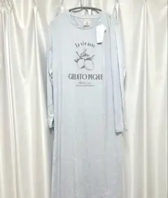 新品　gelato pique ジェラート ピケ　モチーフロゴワンピース ブルー