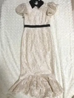 CLASSY AND FABULOUS 襟付き総レースマーメイドワンピースドレス