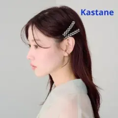 【新品未使用】】fiw.ブロックチェックバレッタ ブラック Kastaneのサムネイル