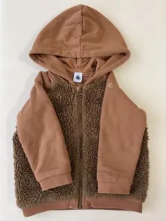 プチバトー　ボアパーカー　アウター　フーディ　ブラウン　スウェット　パーカー