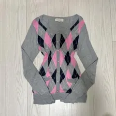 Letter ヴィンテージ アーガイル柄 カーディガン Mサイズ