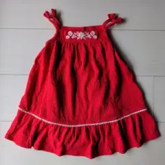 gap　ベビー　ワンピース　キャミソール　レース　フラワー　刺繍　レッド