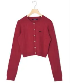 w closet 刺繍ケーブル柄カーディガン