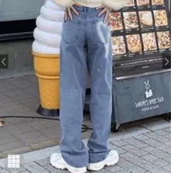 GRL グレイル ハートポイントデニムパンツ Mサイズ ブルー