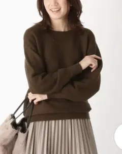 新品未使用 アンチピリングニットダークブラウン 長袖ニットセーターM