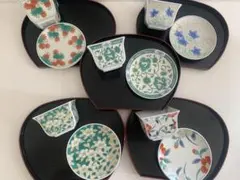 藍窯 染付 絵変わり 小鉢 銘々皿 5客セット 和食器のサムネイル