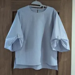 新品タグ付】ATELIER SIX チュニックブラウス 長袖 M ネイビー 