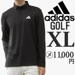 新品 黒 XL アディダス ゴルフ 長袖 ポロシャツ メンズ ゴルフウェア
