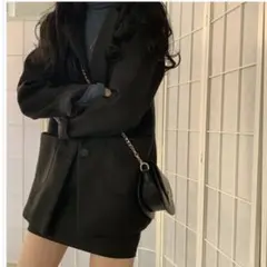 シングルボタンウールジャケット　BLACK