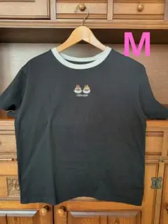 【チップとデール】丸首半袖 Tシャツ 無地✕刺繍ロゴMサイズ夏のサムネイル