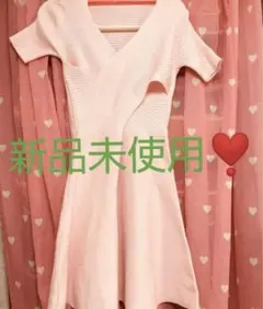 カシュクール　リブニット　フレアワンピ