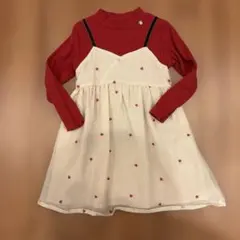 petit main ハート柄ワンピース　赤　100