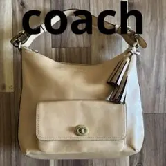 coach コーチ　ハンドバッグ　ベージュ　約　33x28センチメートル