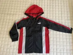 PUMA フード付きウィンドウブレーカー　130cm 黒赤　#4
