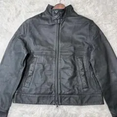 【希少カラー】ZARA 緑 ラムレザー 本革 ジャケット L相当 短丈