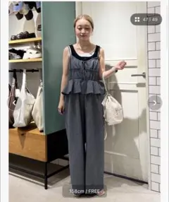 ローリーズファーム ペプラムキャミサロペ ベージュチェック - メルカリ