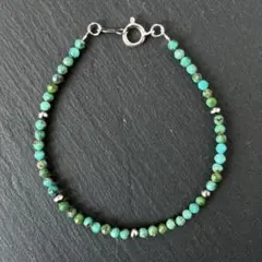 3mmナバホパール、天然ターコイズ Silver925 ブレスレット18cm