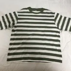 UNIQLO オリーブグリーンストライプ Tシャツ