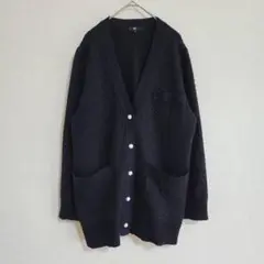 【PLST】（S）ラメ入りジャカードパールボタンミドルカーディガン/厚手ニット