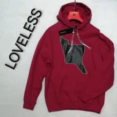 ♂♀新品・パーカー【LOVELESS　ラブレス】赤紫　レザー＆スタッズ装飾　Sのサムネイル