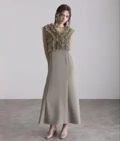 FRAY I.D フリルチュールベスト付きピンクパンツドレス オケージョン