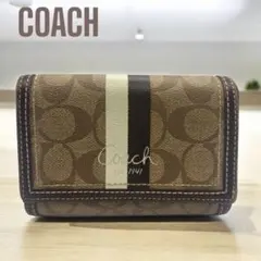3200□COACH シグネチャー 二つ折り長財布 ブラウンbc11yt