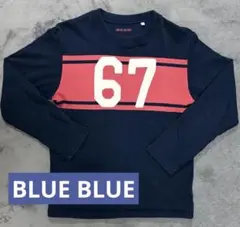 【お買得】BLUE BLUE ネイビーと赤のストライプ長袖トレーナー 1(S)