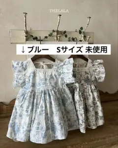 the lala ワンピース　チュニック　花柄　ブルー　未使用　ベビー服　夏服のサムネイル