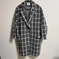 Maze チェスターコート グレー・ホワイトチェック