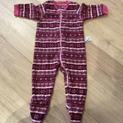 フリースロンパース 70cm ピンク系模様