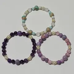 本真珠天然石ブレスレット3点セット