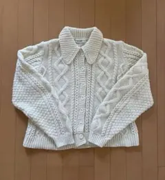 TINA:JOJUN 襟付きケーブルニットカーディガン