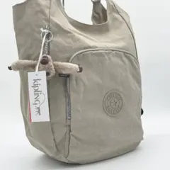 【タグ付未使用品】キプリング　トートバッグ　A4可　ナイロン　ライトベージュ