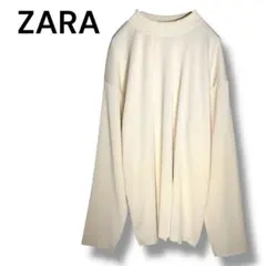 ザラ リブニット ハイネック プルオーバー アイボリー S ゆったり