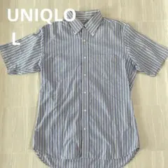 UNIQLO 半袖シャツ L ストライプ ボタンダウン オールドユニクロ