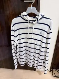 ポロラルフローレン　ネイビーボーダーフード付シャツMサイズ