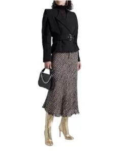 IRO ベルト付き コットン&リネン混ツイル ジャケット ブラック 美品