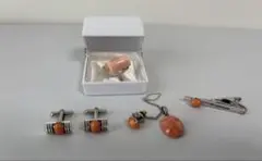 珊瑚　ネクタイピン•カフス•ペンダントトップ